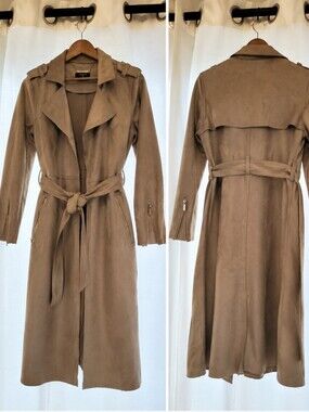 Tahari Taupe Trench Coat with Belt